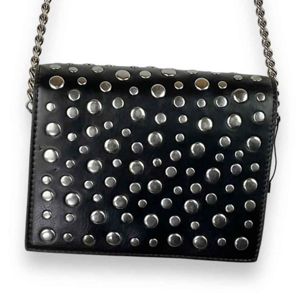 Zara Bag Studded Black Bubble Stud Purse Chain Strap Womens Fau